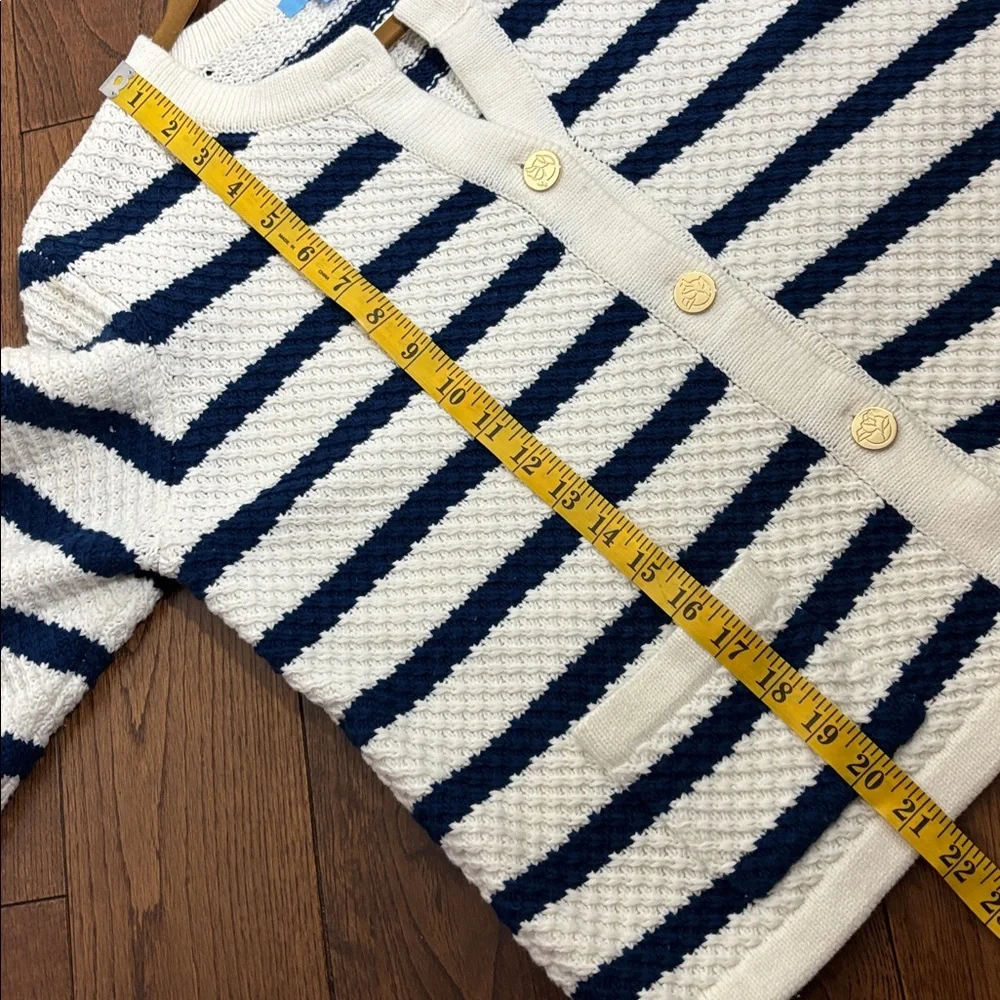 DRAPER JAMES RSVP Nautical stripe knit sweater button down size Large old money